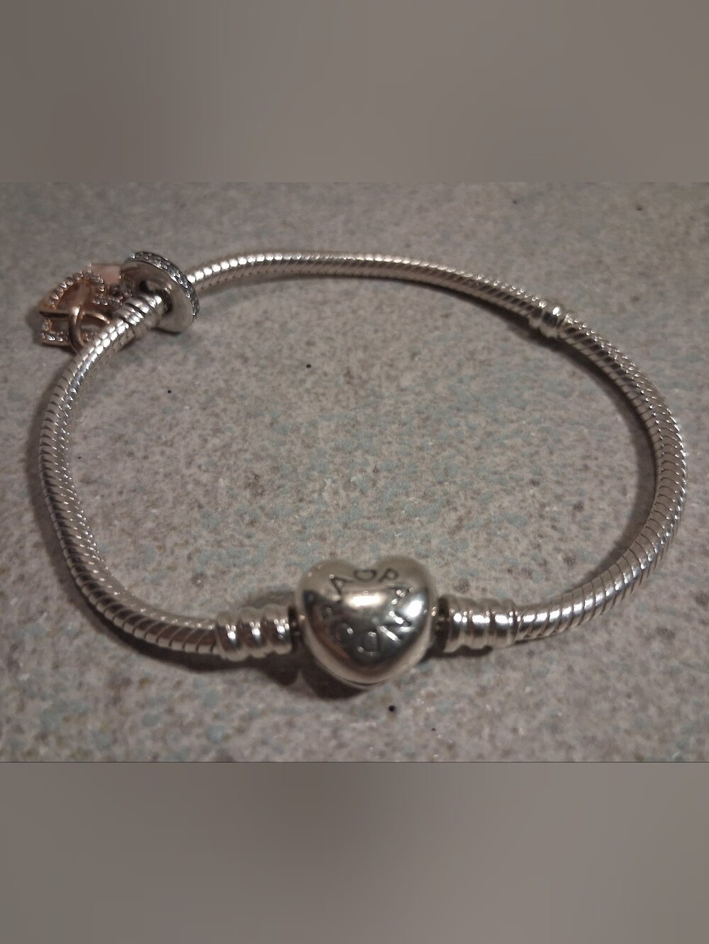 Pandora 925 Sterling Silver Heart Charm Bracelet